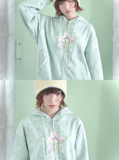 Star-Print Hooded Sweatshirt【s0000014437】