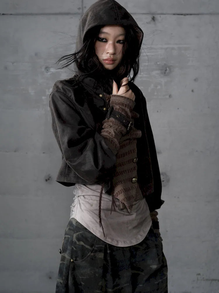 Knit Suede Short Hooded Jacket【s0000014120】
