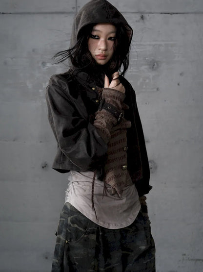 Knit Suede Short Hooded Jacket【s0000014120】