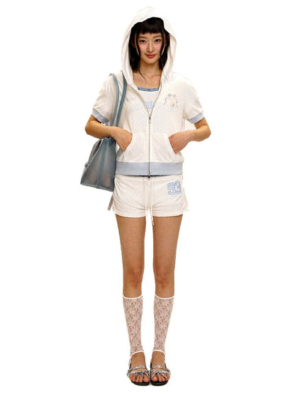 Rabbit Badge Cardigan Shorts Set【s0000017412】