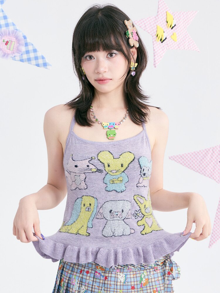 Taro Purple Ruffle Halter Overalls【s0000018372】