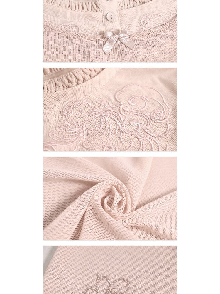 Lace Detachable Bow Cotton T-Shirt【s0000016289】