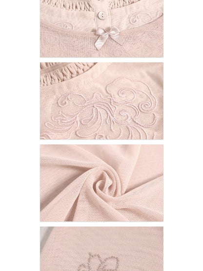 Lace Detachable Bow Cotton T-Shirt【s0000016289】