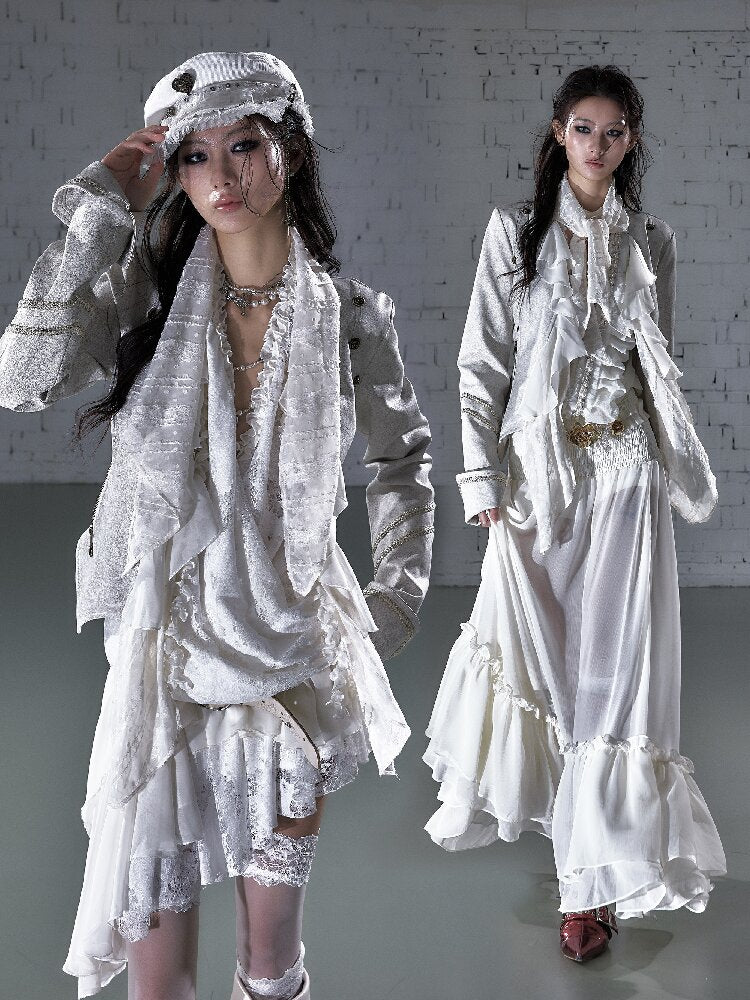 Streamer Snood Chiffon Leather Jacket【s0000015942】