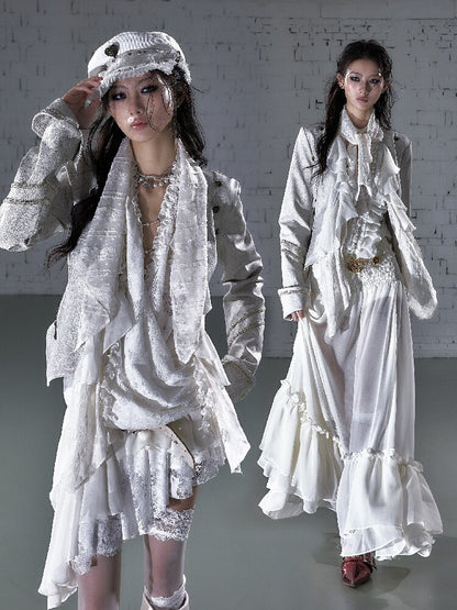 Streamer Snood Chiffon Leather Jacket【s0000015942】