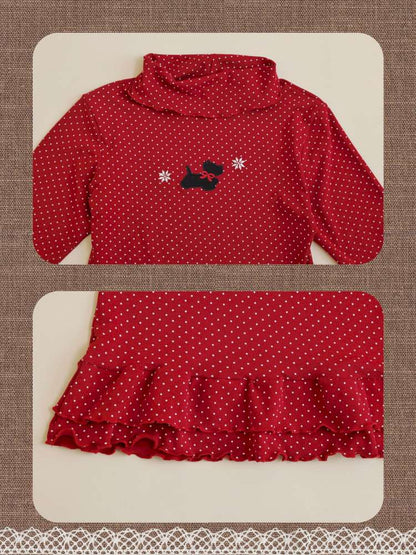Polka Dot Puppy Lace Elastic Shirt【s0000015101】