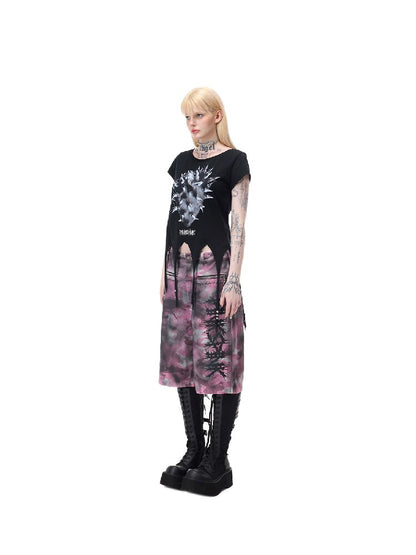 Cactus Print Riveted Irregular Top【s0000017731】