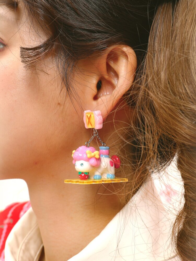 Vintage Lamb Resin Color Earrings【s0000015581】