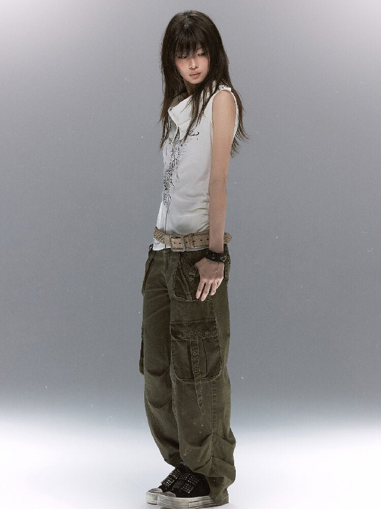 Double Waist Distressed Workwear【s0000017855】