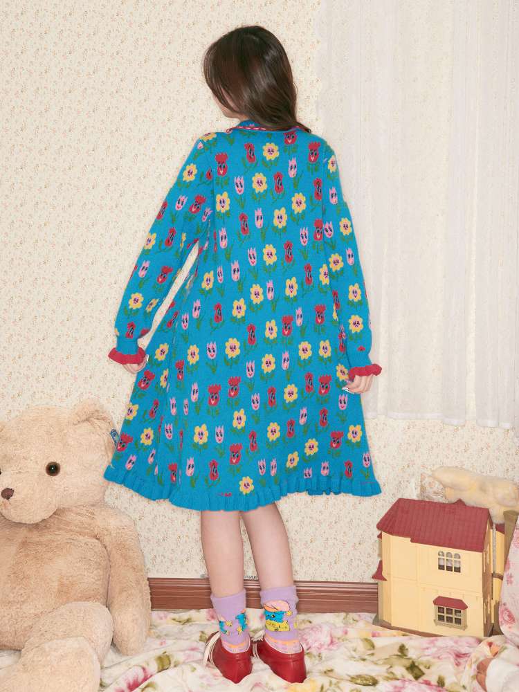 Cartoon Floral Knit Dress【s0000014505】