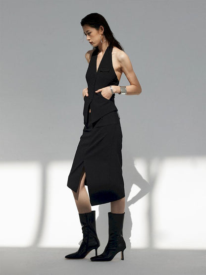 Asymmetric Slit Hem Suit【s0000007346】