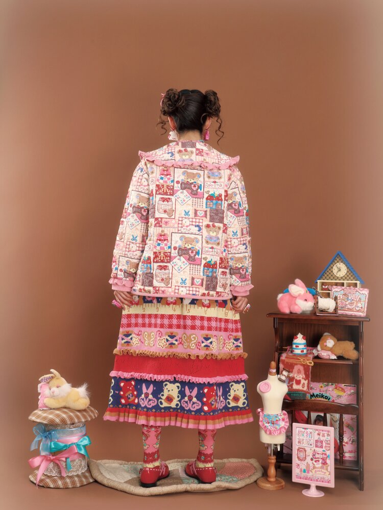 Pink Patchwork Printed Quilted Jacket【s0000015586】