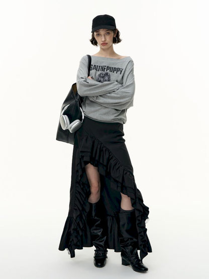 Irregular ruffled half-body skirt【s0000013746】