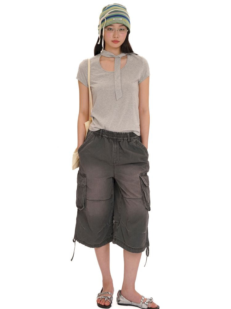 Small scarf short-sleeved tops【s0000013426】