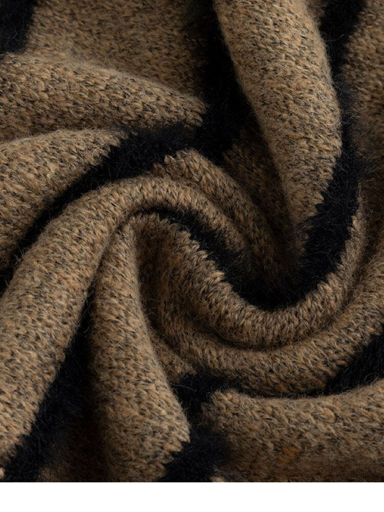 Twill Stripe Braided Wool Sweater【s0000015553】