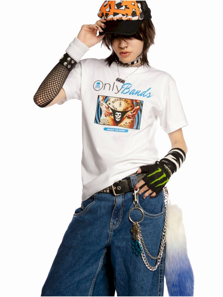 Y2K Street Unisex Peplum Shoulder T-Shirt【s0000013604】