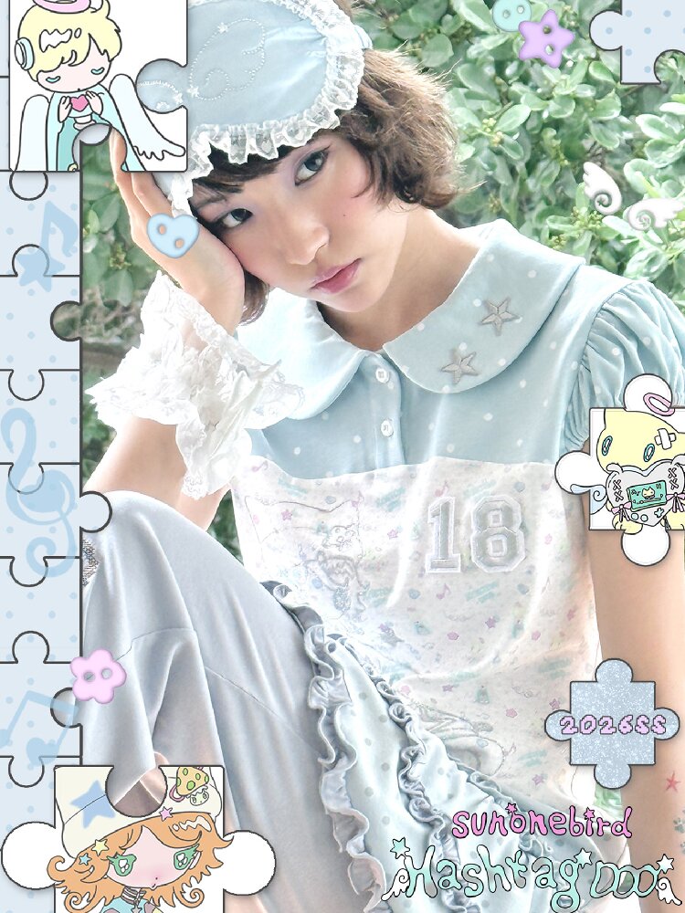 Vintage Bird Collar Bubble T-shirt【s0000017476】