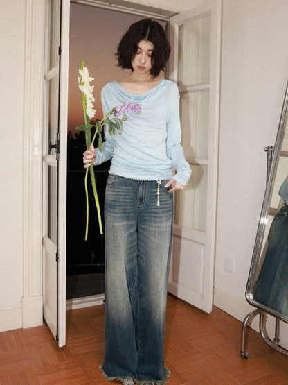 Retro Cat Whiskers Washed Jeans【s0000015463】