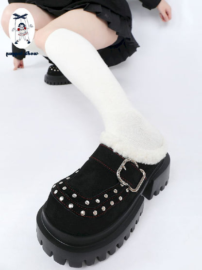 꼭두각시 쇼 [Original] New Baotou Wear Punk Wool 슬리퍼 2025 두꺼운 껍질과 양털 Birkenstocks