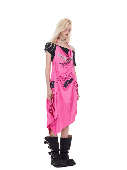 A-line Y2K sports halter dress【s0000012974】