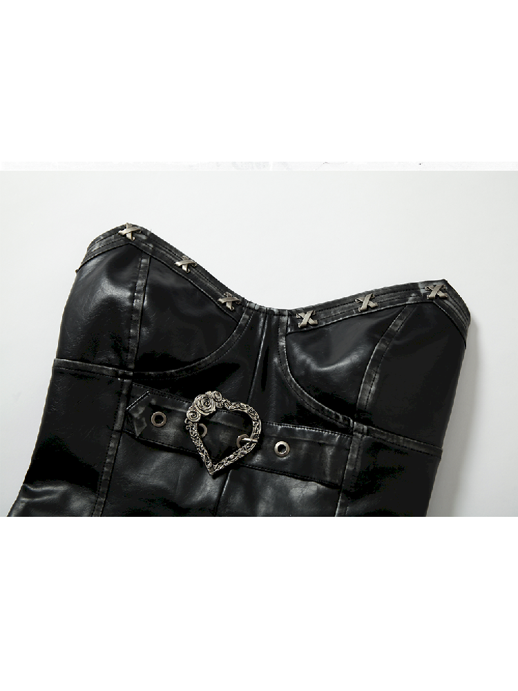 슬림 랩 짧은 가죽 가슴 판 [S0000011436]