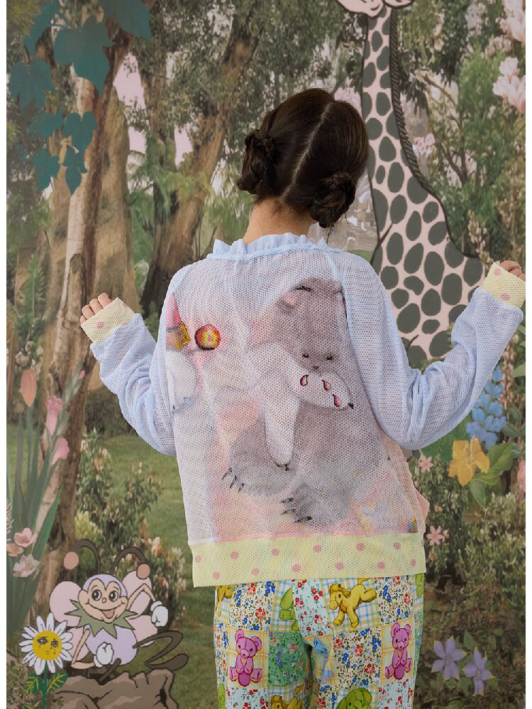 Illustration Mesh Cardigan Jacket【s0000017124】