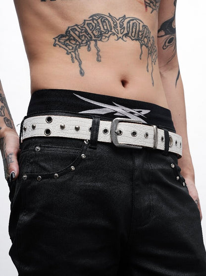 Rivet Crocodile Leather Belt【s0000018992】