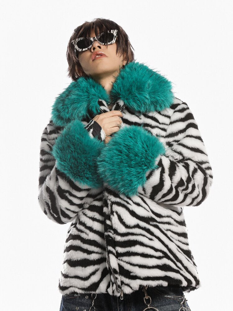 Zebra Print Furtive Faux Coat【s0000019277】
