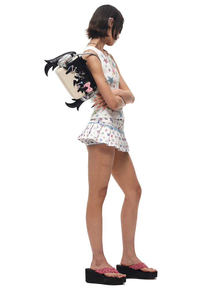 Small appliqué print pleated skirt【s0000012590】