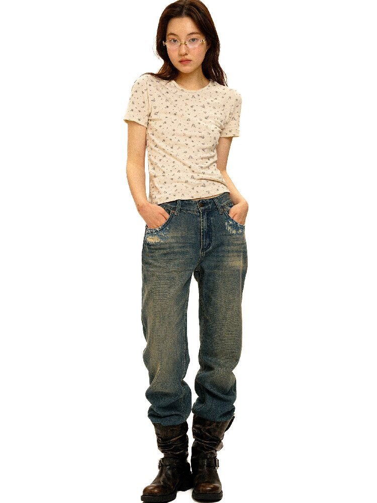 Distressed Stitch Denim Pants【s0000017941】