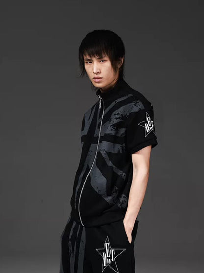 Flag Sub-Print Stand-Up Zip Tee【s0000018275】