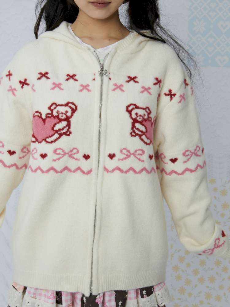 Bear Bow Knitted Cardigan Jacket【s0000015041】