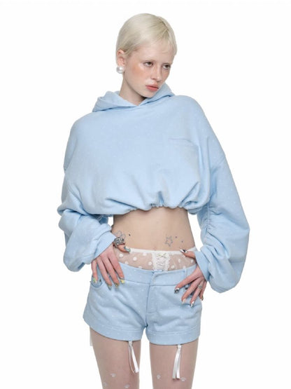 Cat's Paw Long Short Polka Dot Hooded Cardigan Sweatshirt Sweatpants Set【s0000011566】