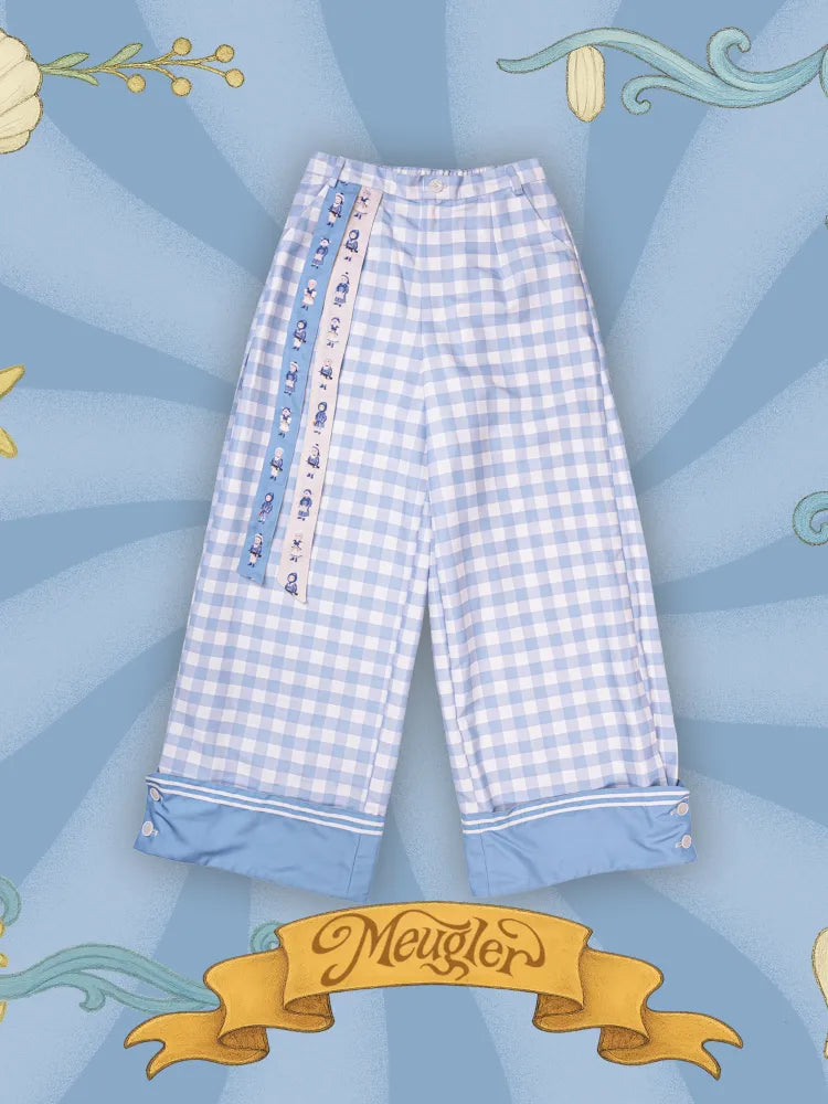 Checkered Wide-Leg Trousers【s0000014158】