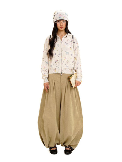 Cotton Pleated Casual Lantern Trousers【s0000016094】