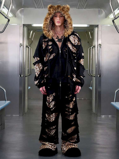 Leopard Print Ripped Double Jumper【s0000014647】