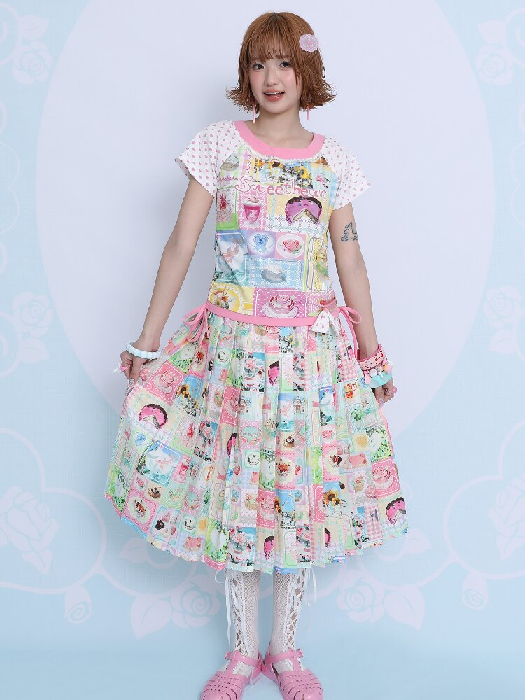 Summer Print Pleated Half Skirt【s0000017451】