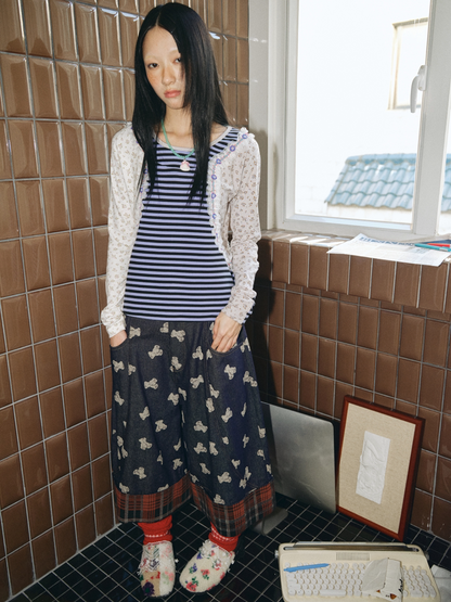 Floral Patchwork Edge Thickened Top【s0000018688】