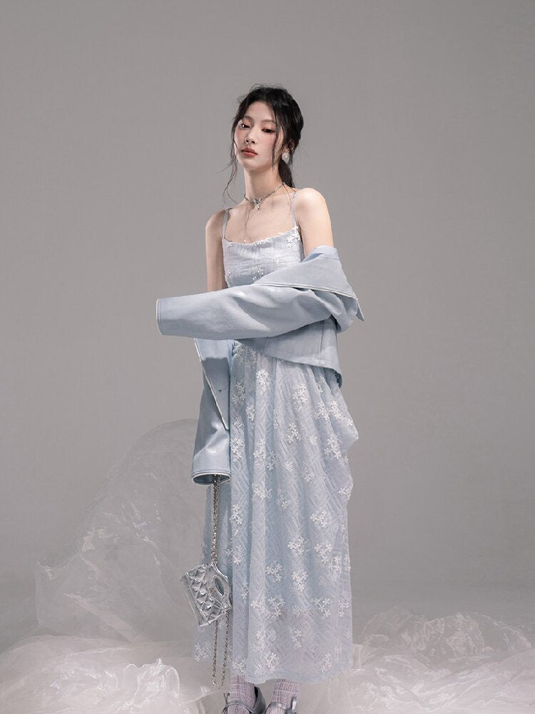 Ice Lake Gauze Embroidered Dress【s0000015744】