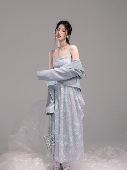 Ice Lake Gauze Embroidered Dress【s0000015744】
