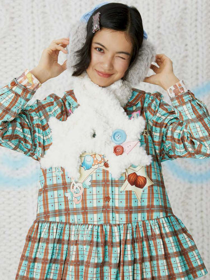 Star Y2K Plush Versatile Two-Tone Scarf【s0000014855】