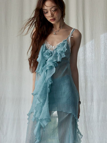 Mambo Mint Green Light Sheer Halter Skirt【s0000013226】