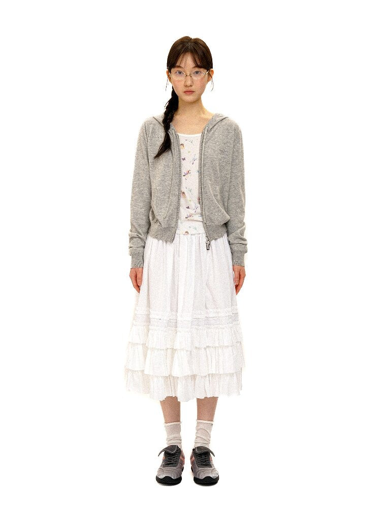 Hand Patched Solid Hooded Cardigan【s0000016118】