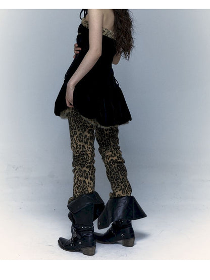Y2K Spice Girl Punk Leopard Plunge Pod Dress【s0000004677】