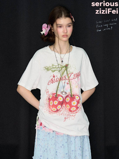 Daisy Cherry Vintage T Shirt【s0000017264】