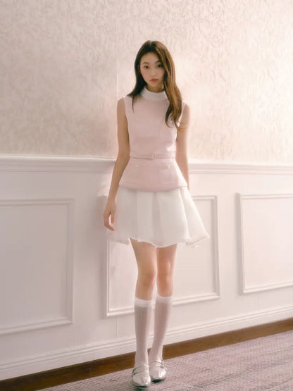 High-Neck Faux Two-Piece Dress【s0000014335】