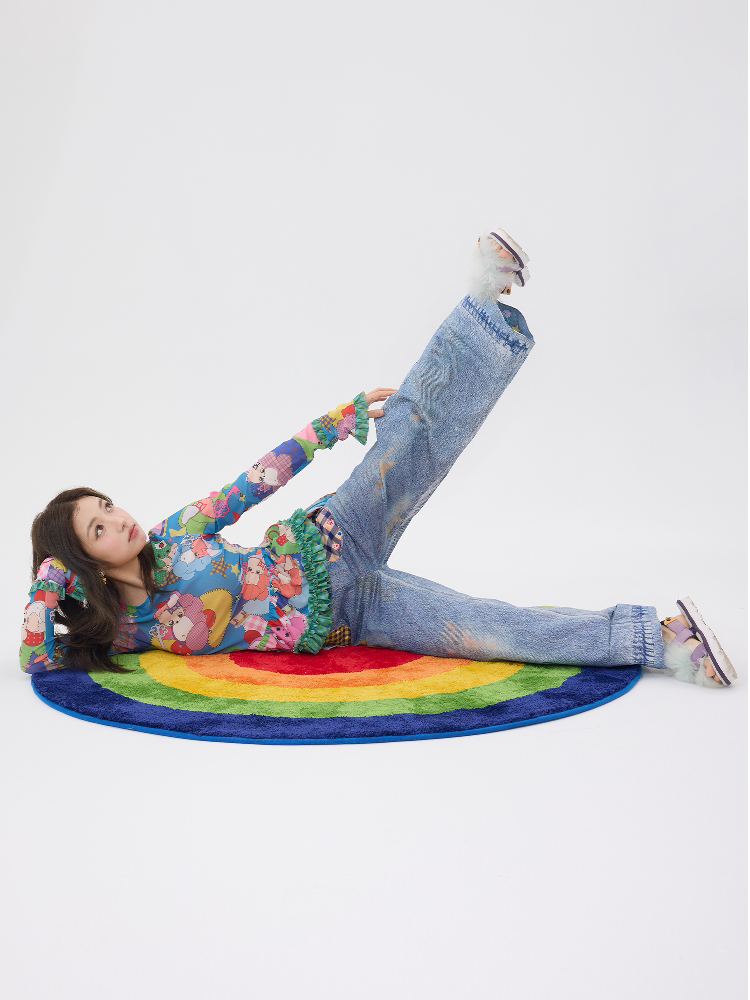 Hand Painted Patchwork Cotton Jeans【s0000016189】