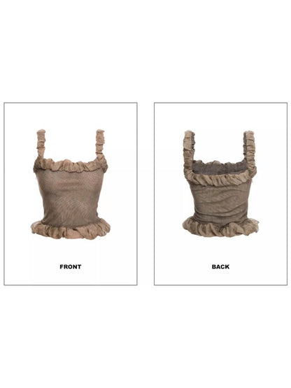 Ruffled Mesh Corset Vest Camisole [S0000009584]