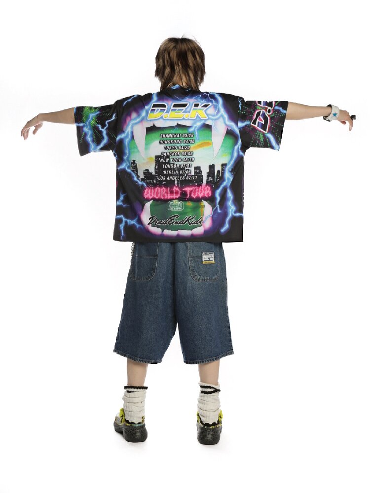 Dark Rock Lightning Print T-shirt【s0000015891】