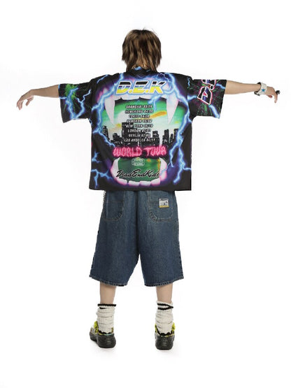 Dark Rock Lightning Print T-shirt【s0000015891】